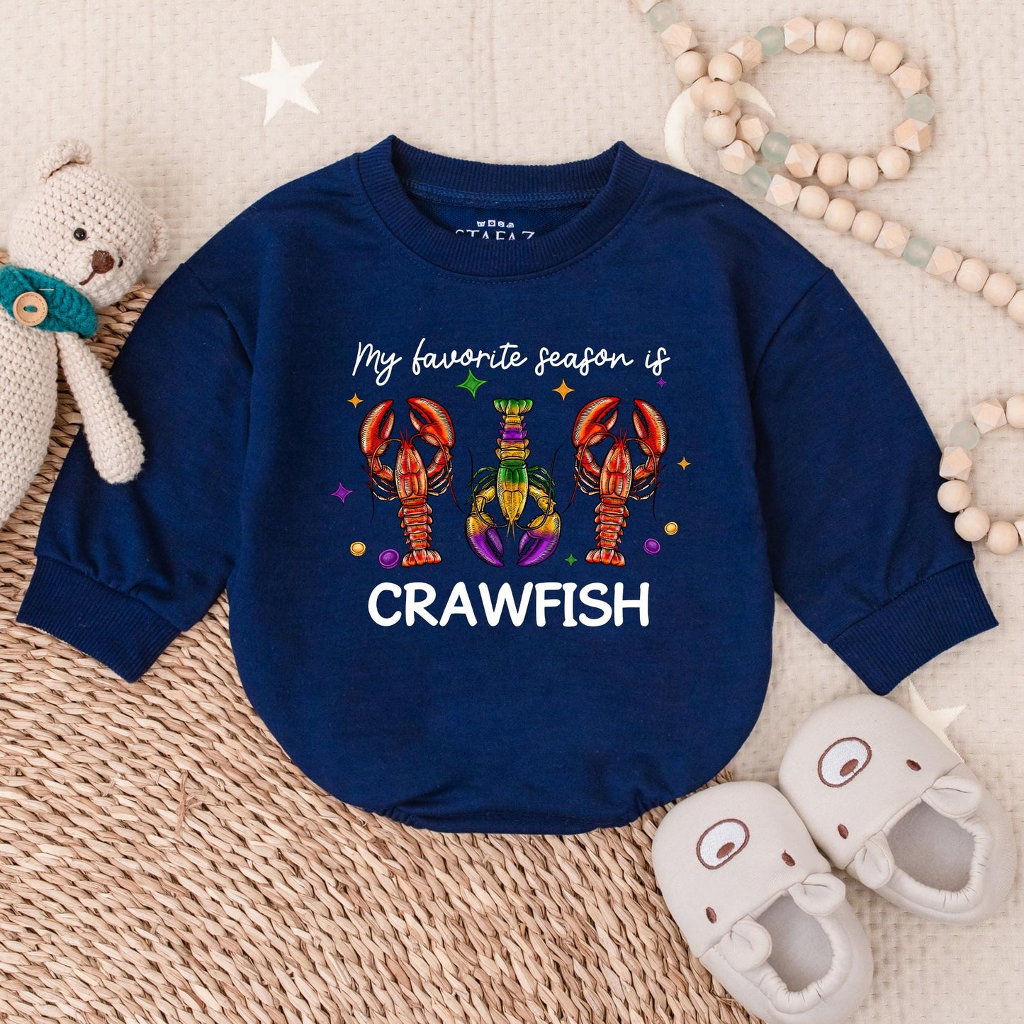 Mardi Gras Crawfish Baby Bubble Romper Festive Baby Girl Outfit Newborn Infant Clothes Holiday Vibes King Cake Celebration