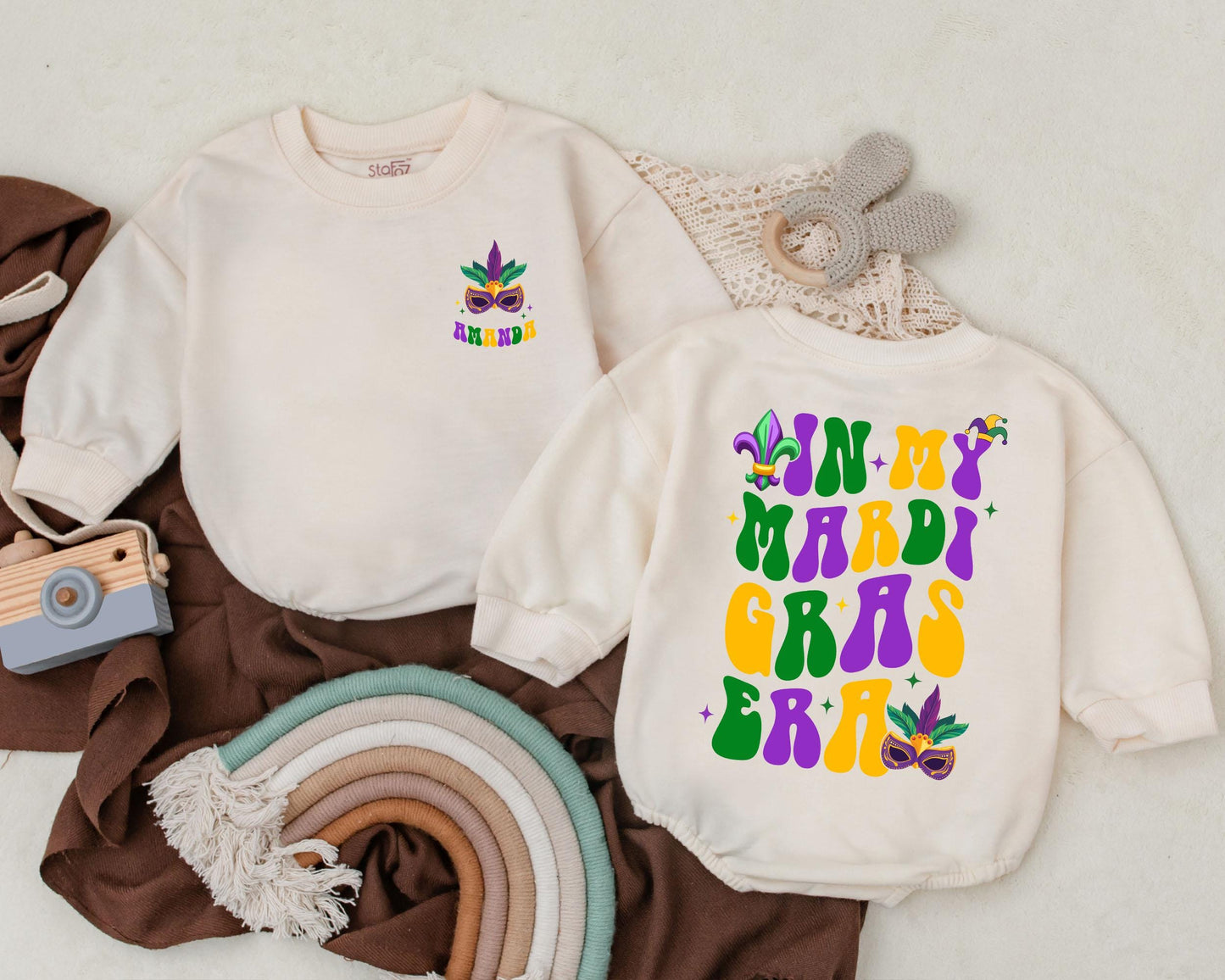 Personalized Mardi Gras Baby Romper In My Mardi Gras Era Custom Name Newborn Outfit Baby Shower Gift Cute Unisex Clothes