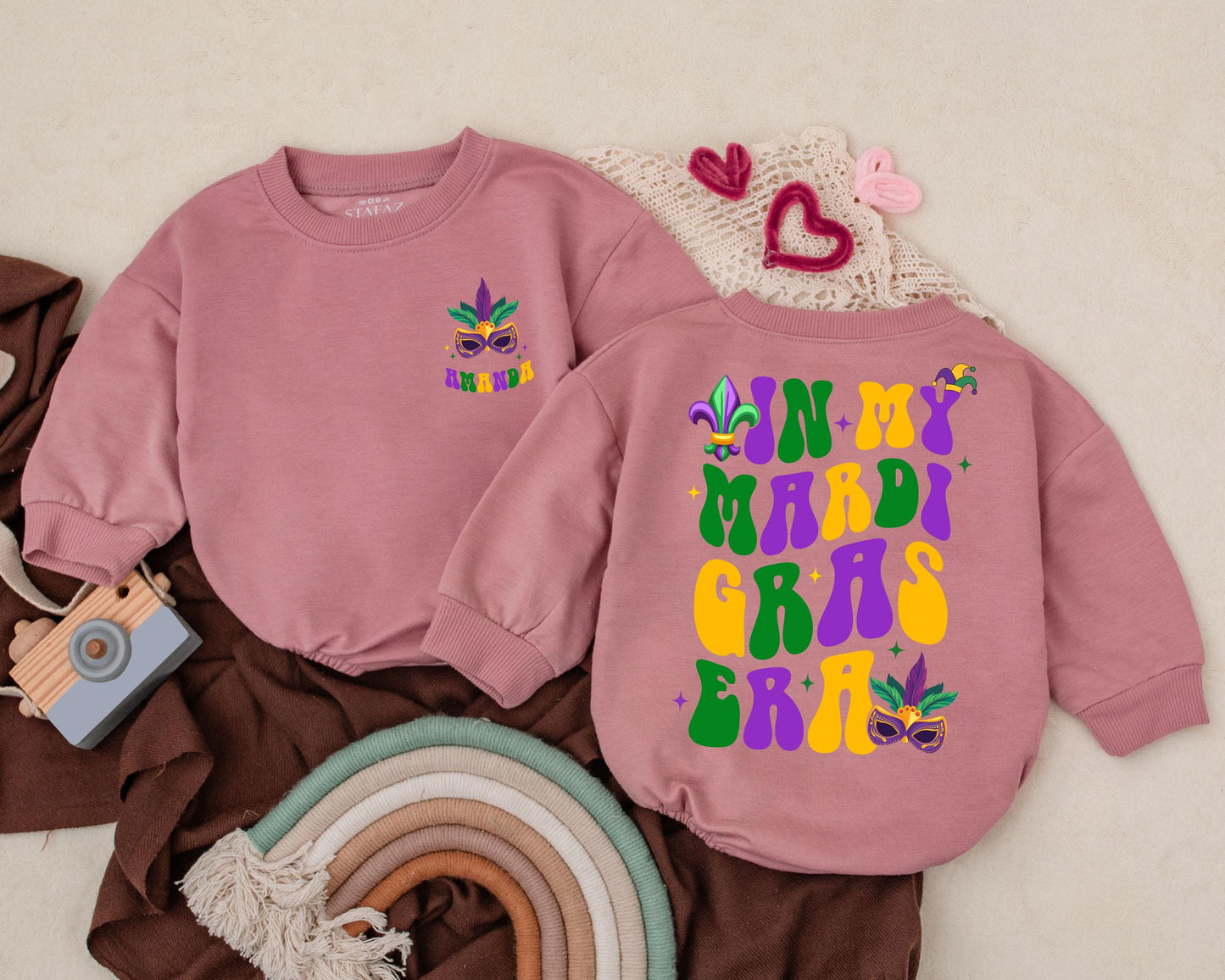 Personalized Mardi Gras Baby Romper In My Mardi Gras Era Custom Name Newborn Outfit Baby Shower Gift Cute Unisex Clothes