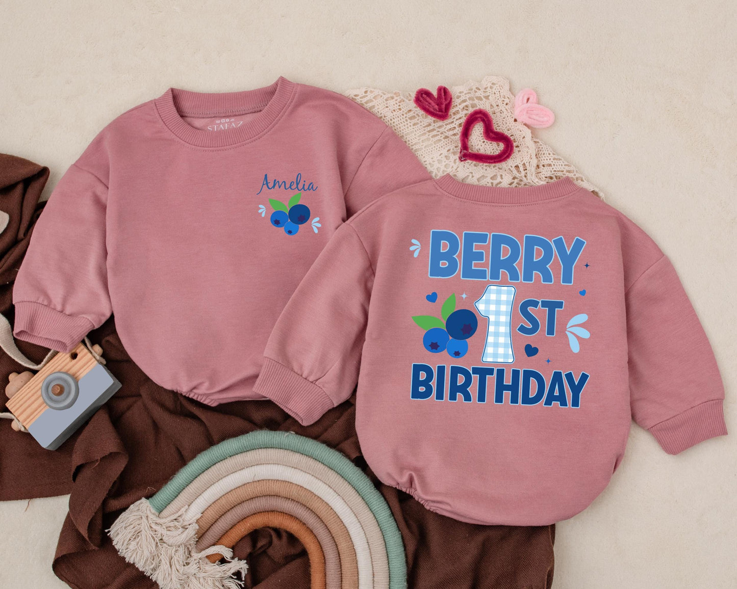 Berry Sweet Birthday Romper Personalized "Sweet One" Bubble Romper Girl 1st Birthday Outfit Baby Shower Gift Smash Cake Cotton Soft