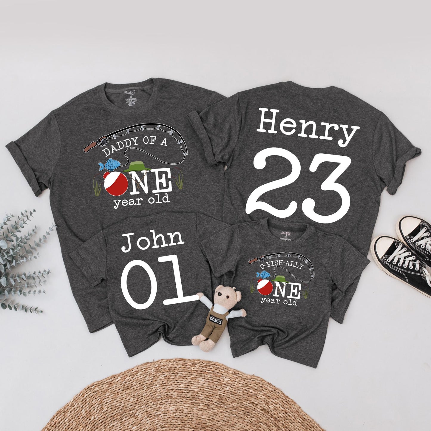 O-Fish-ally One 1st Birthday Fishing Shirt Outfit Baby Boy, Matching Family, Reel Cool Dad, Mommy and Me, Party
