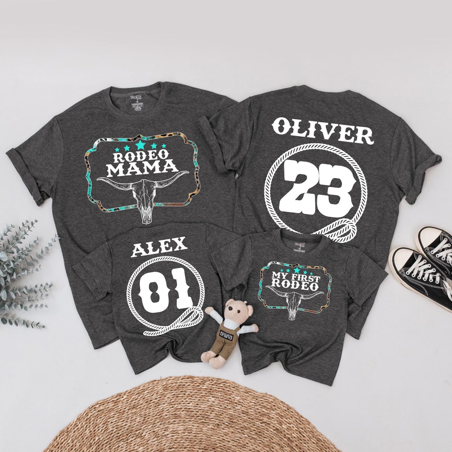 My First Rodeo Birthday Family Matching Shirts, Western Steer Skull 1st Birthday Party Outfit, Cowboy/Cowgirl Bday Tees