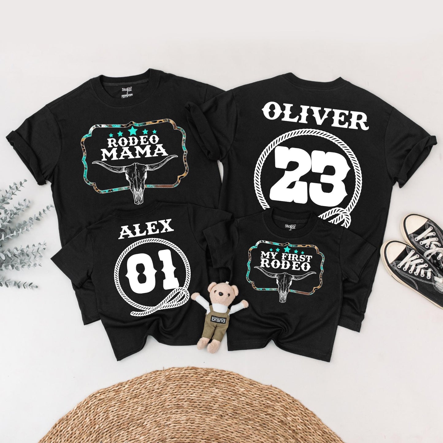 My First Rodeo Birthday Family Matching Shirts, Western Steer Skull 1st Birthday Party Outfit, Cowboy/Cowgirl Bday Tees