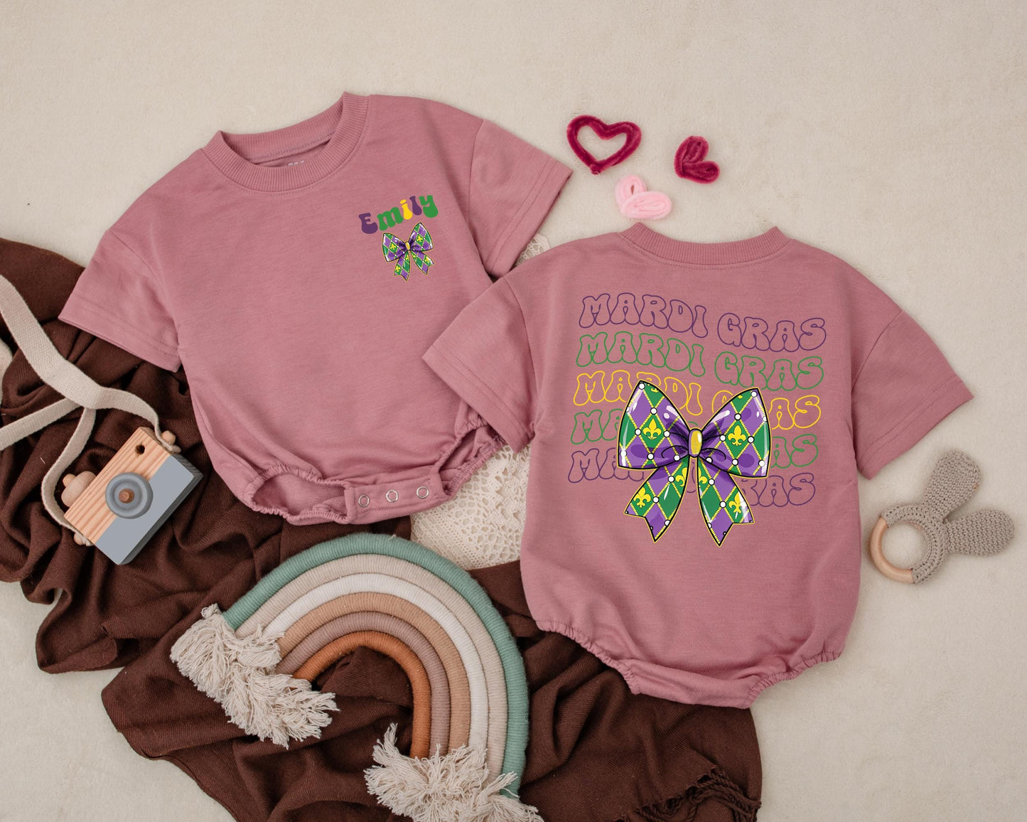 Custom Mardi Gras Baby Romper Cute Sweatshirt Outfit Unisex Shower Gift Newborn Clothing