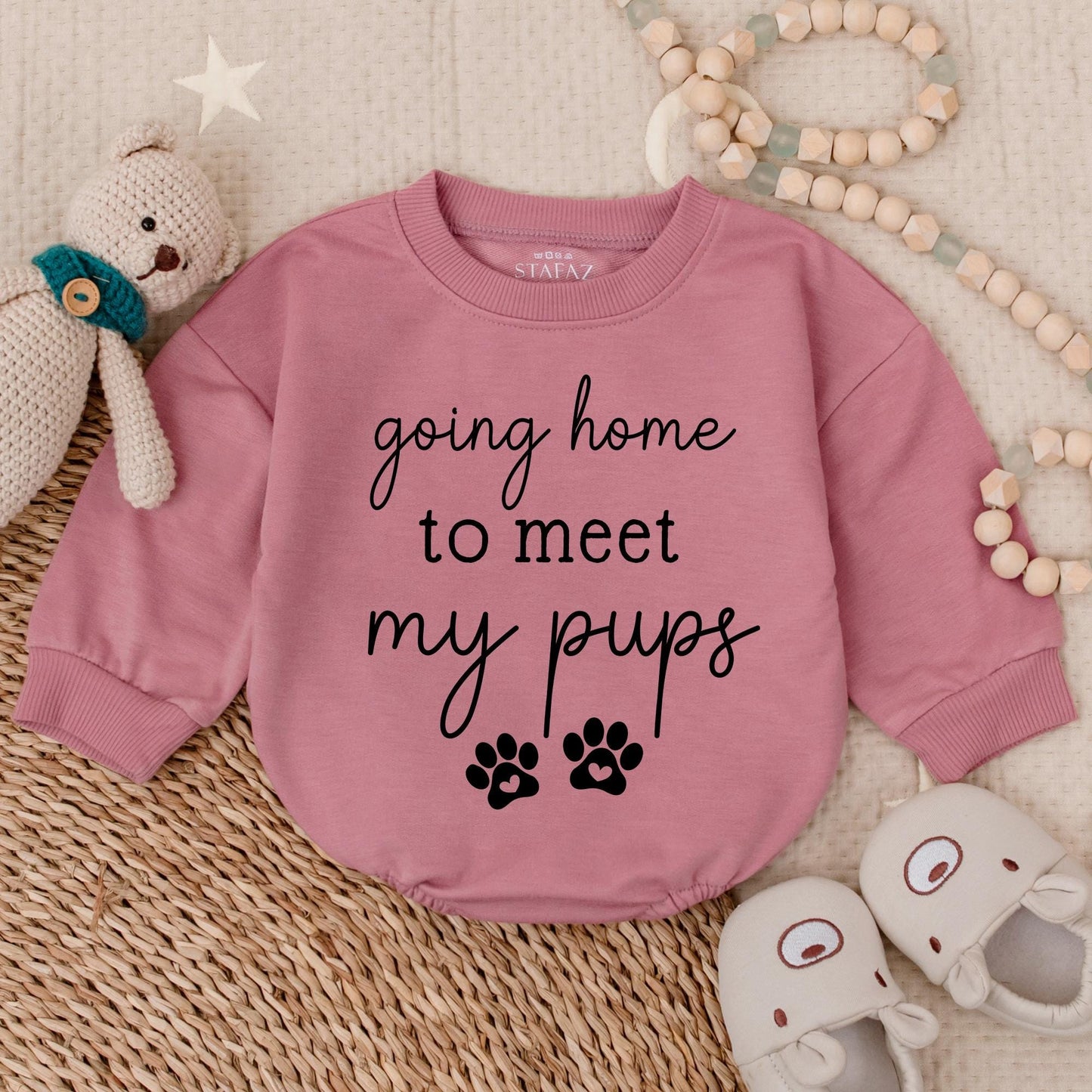 Going Home to Meet My Pups Baby Bodysuit β Personalized Newborn Outfit β Cute Dog-Themed Baby Bodysuit β Perfect for Dog-Lovers and New Parents