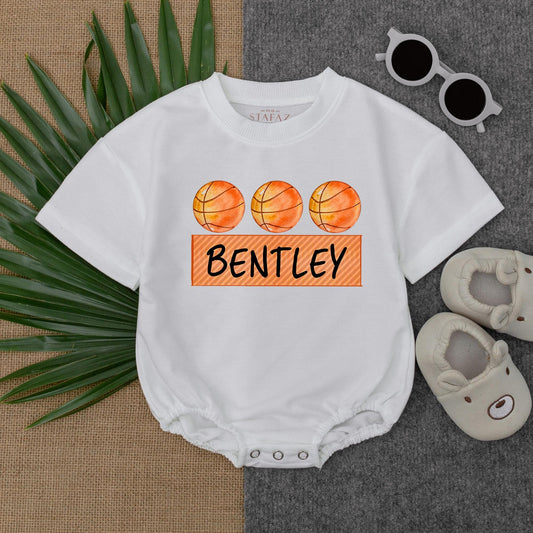 Custom Name Basketball Baby Outfit Newborn Clothes Boy, Game Day Bodysuit, Baby Shower Gift, Future Baller, Soft