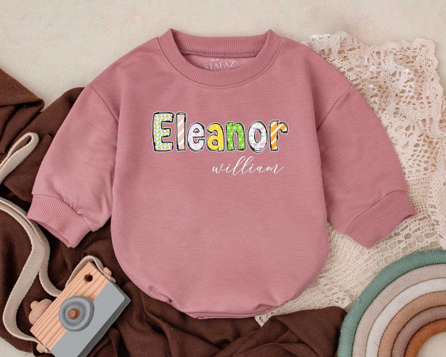 Custom Name First Easter Baby Romper - Adorable Bunny Design for Baby Boy or Girl - Personalized Spring Bodysuit - Baby Shower Gift (138 chars)