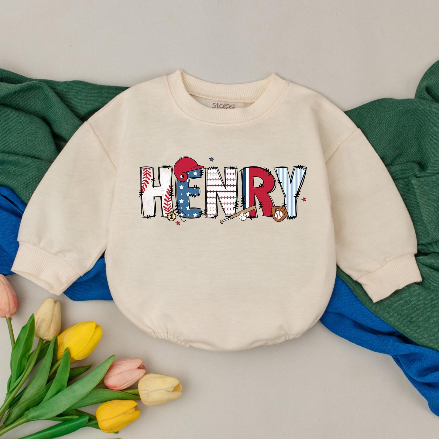 Personalized Name Baseball Bubble Romper for Baby Boys Game Day Season Bodysuit Outfit Newborn Shower Gift First Birthday Celebration