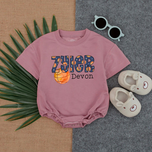 Custom Name Basketball Baby Outfit Newborn Clothes Boy Game Day Bodysuit Bubble Romper Shower Gift Future Baller