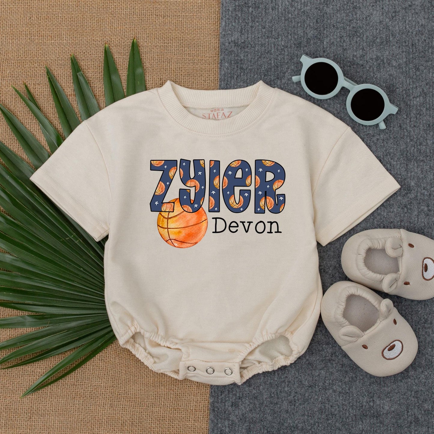Custom Name Basketball Baby Outfit Newborn Clothes Boy Game Day Bodysuit Bubble Romper Shower Gift Future Baller