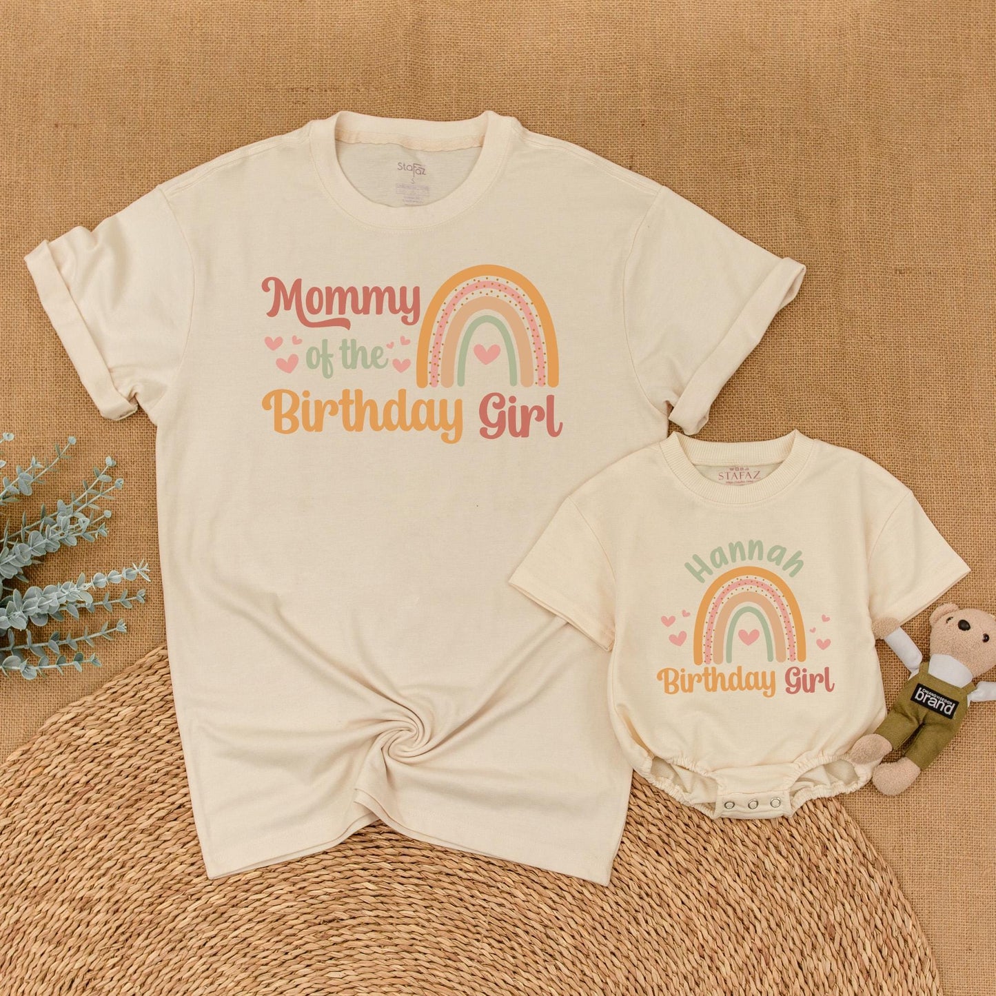 Boho Rainbow Birthday Girl Family Matching Shirt First Birthday Girl Outfit Mama of Birthday Girl Mommy and Me Gift