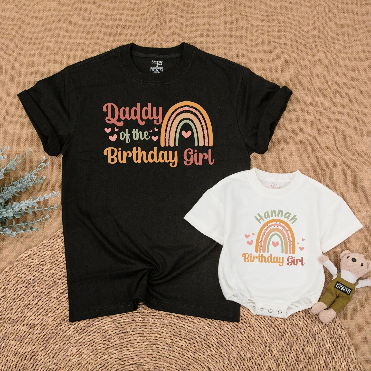 Boho Rainbow Birthday Girl Family Matching Shirt First Birthday Girl Outfit Mama of Birthday Girl Mommy and Me Gift