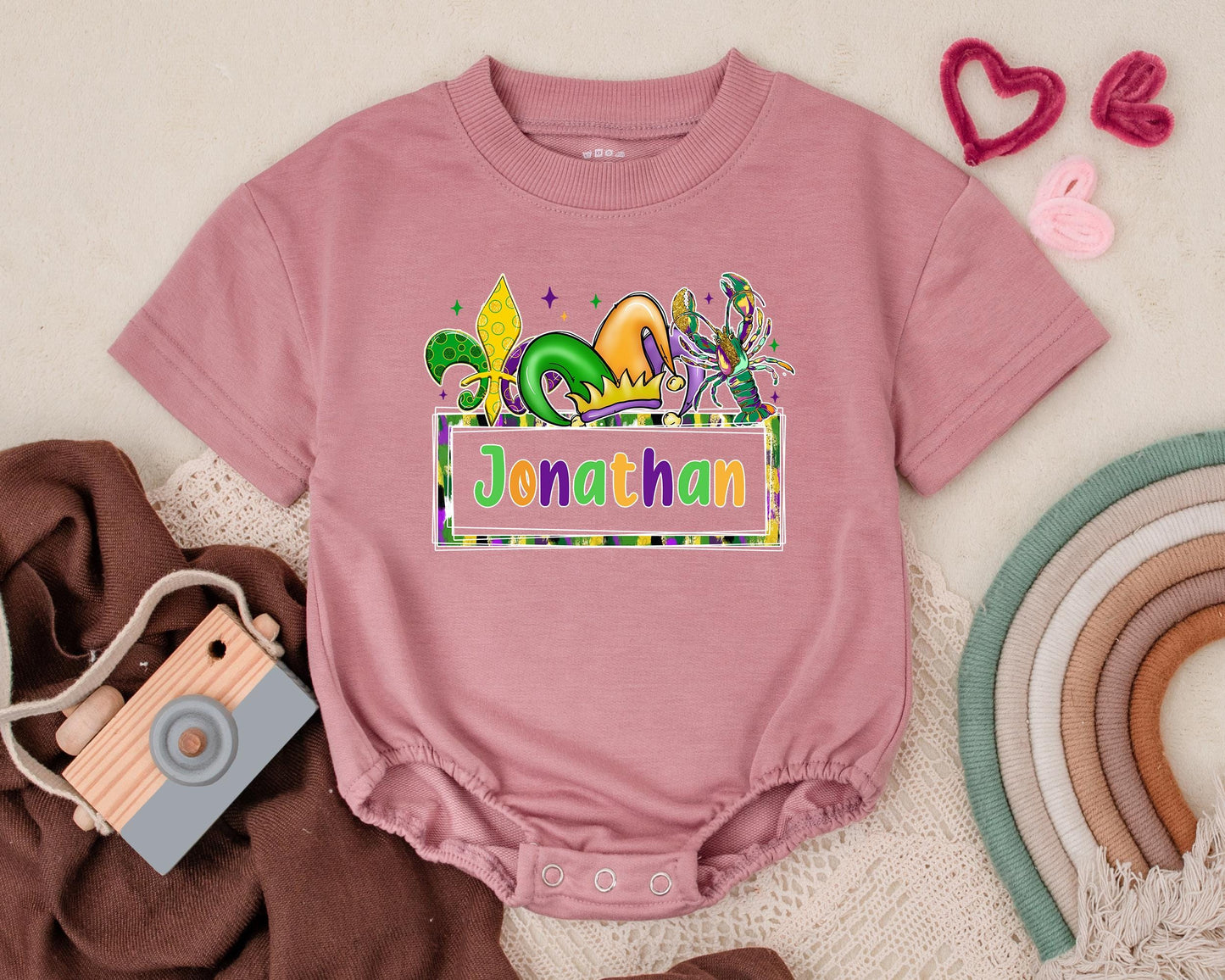 Custom Mardi Gras Baby Romper Cute Sweatshirt Outfit Unisex Newborn Gift