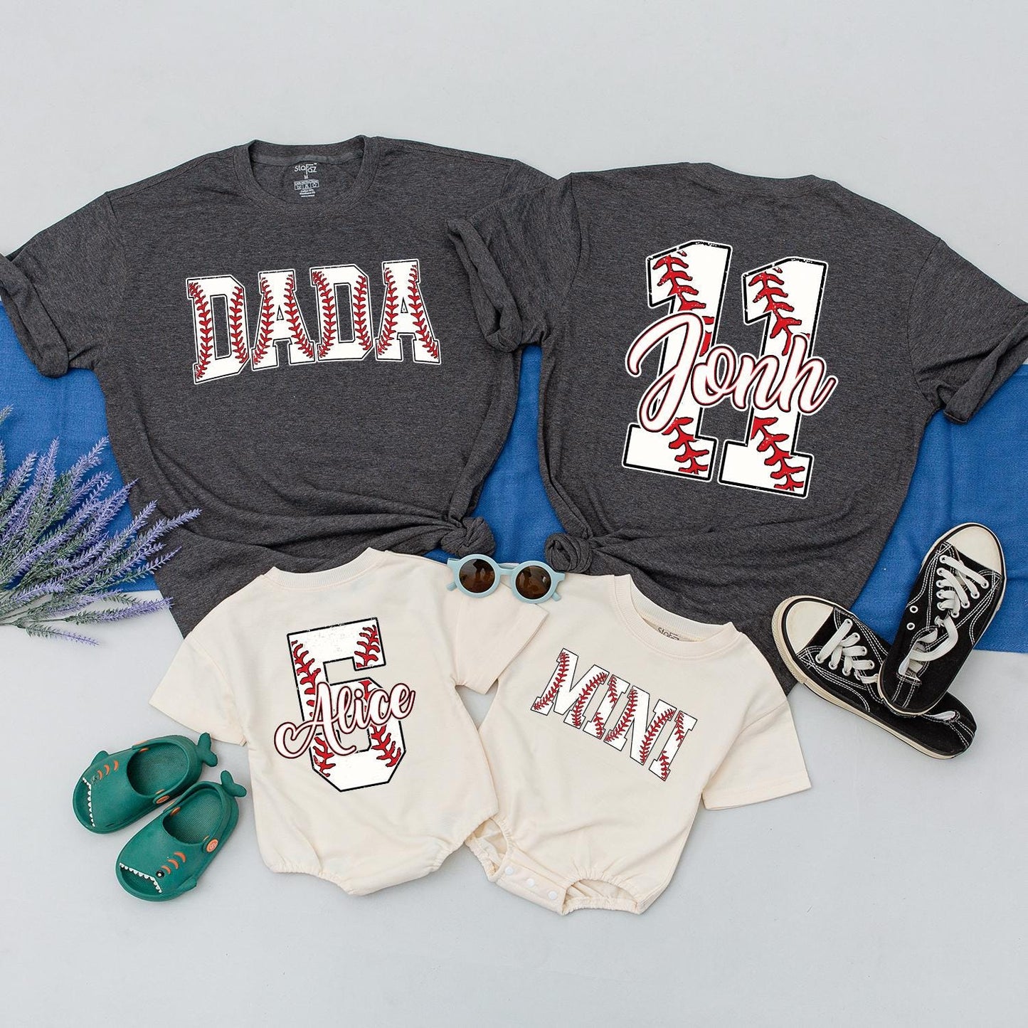 Custom Baseball Mama Shirt Mother's Day Gift for Baseball Mom Mommy and Me Baseball Season Baby Girl Romper Matching Tees