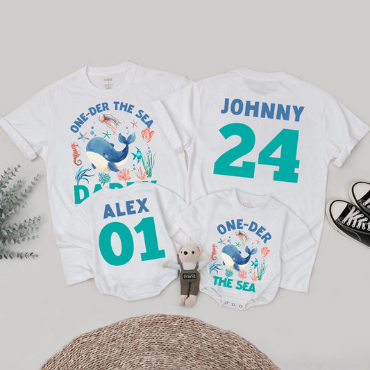 Oneder The Sea Boy 1st Birthday Shirt - Whale Ocean Animals Outfit