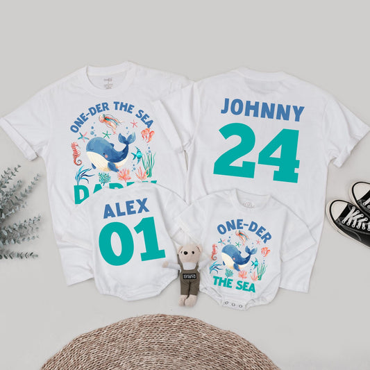 Oneder the Sea Birthday Boy Outfit, Whale Seahorse Jellyfish Shirt, Ocean First Birthday, Family Matching Available, Alex Johnny & Daddy 01 24