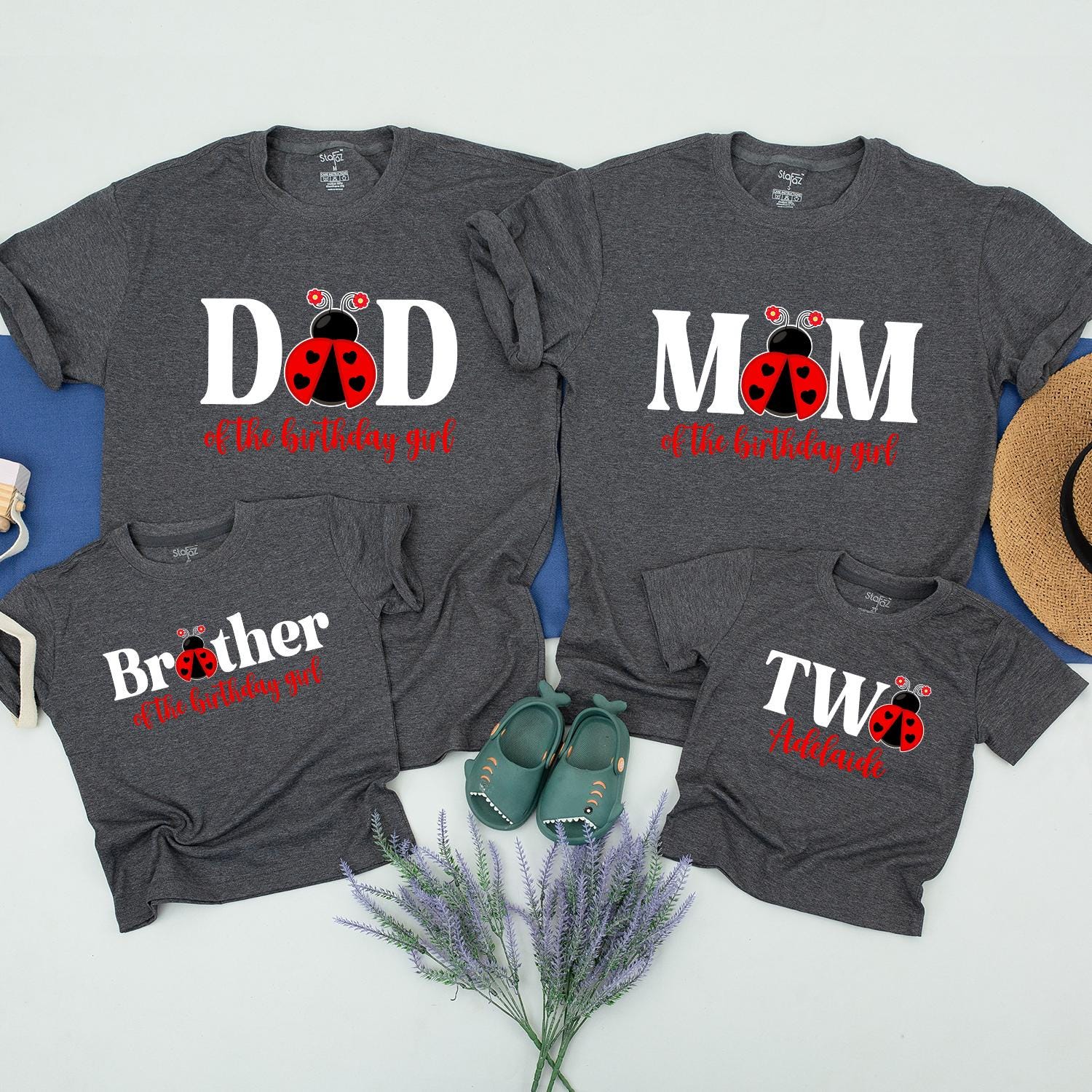 Matching Family Ladybug Birthday Shirts: 1st Birthday Girl Outfit, Lady Bug Theme Party, Mommy & Me Family Tee