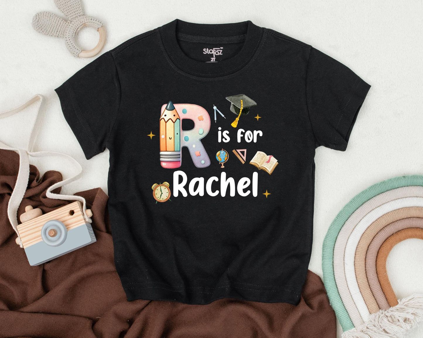 Cute Kindergarten Alphabet Shirt Personalized Name Custom First Day of School Outfit Back to School Kids