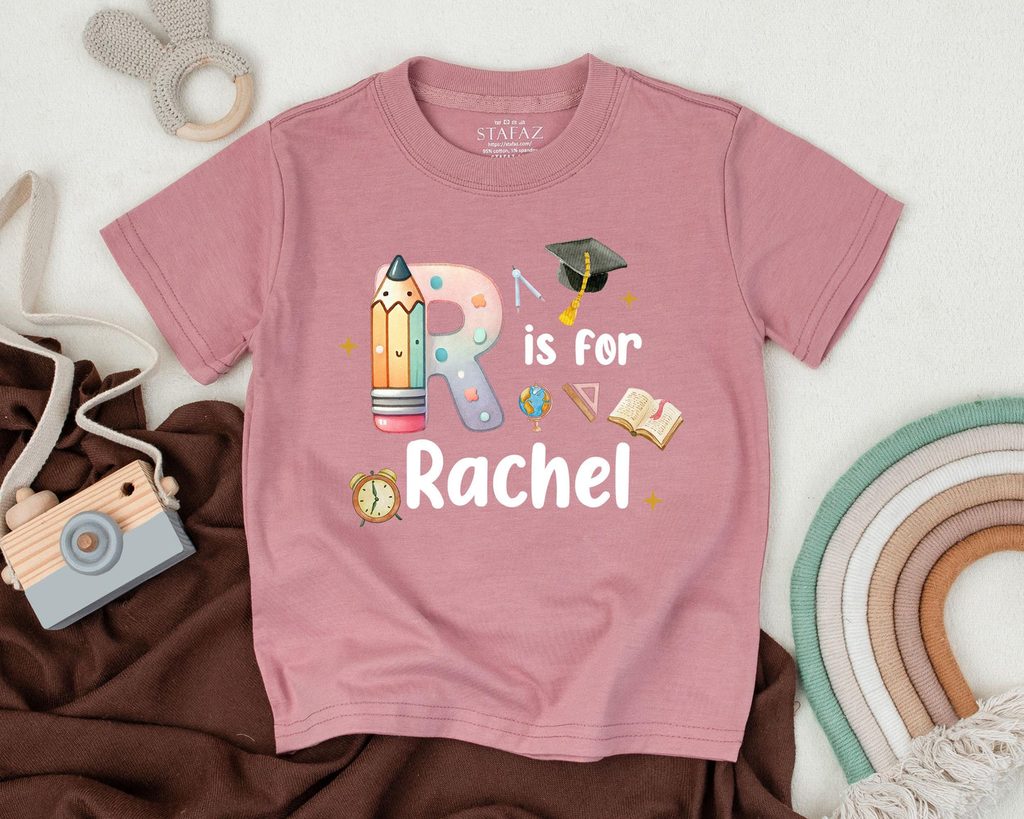 Cute Kindergarten Alphabet Shirt Personalized Name Custom First Day of School Outfit Back to School Kids