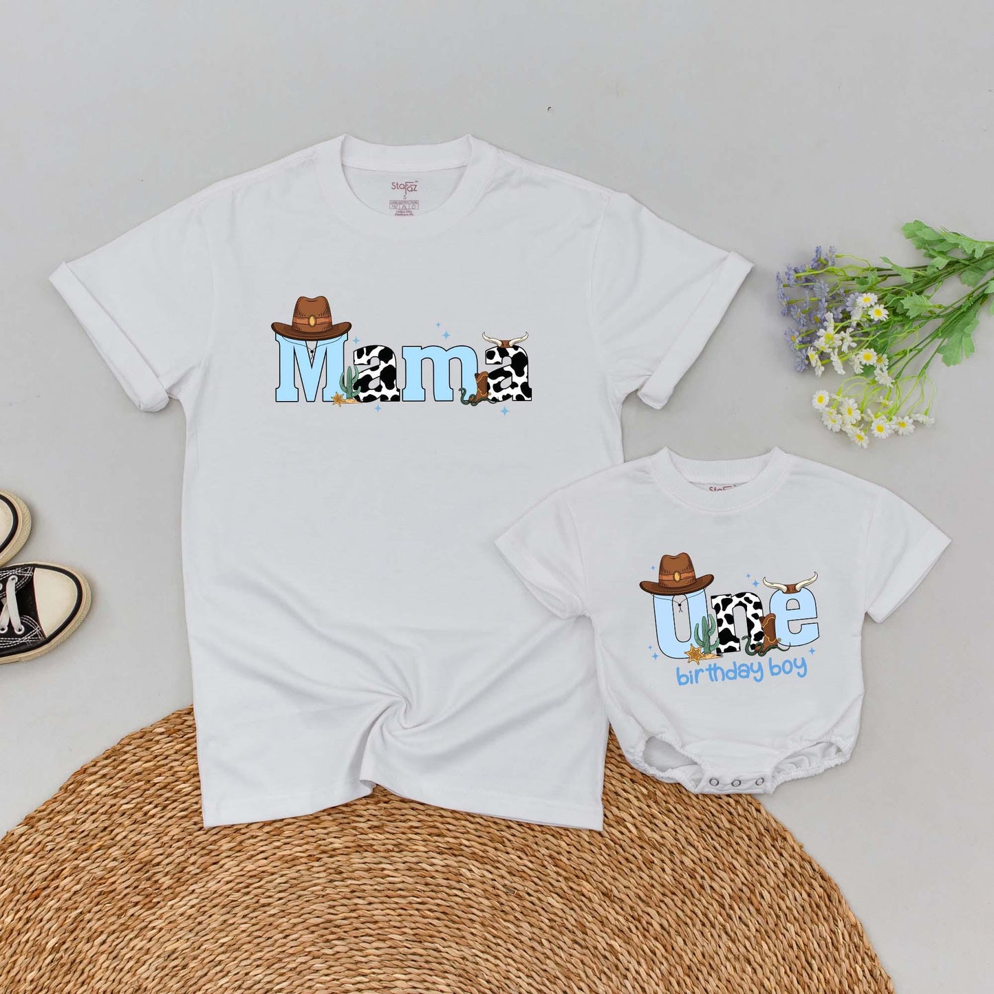 Personalized 1st Rodeo Birthday T-Shirt for Baby Boy, Wild West Cowboy Theme, First Birthday Outfit, Western Baby Clothes