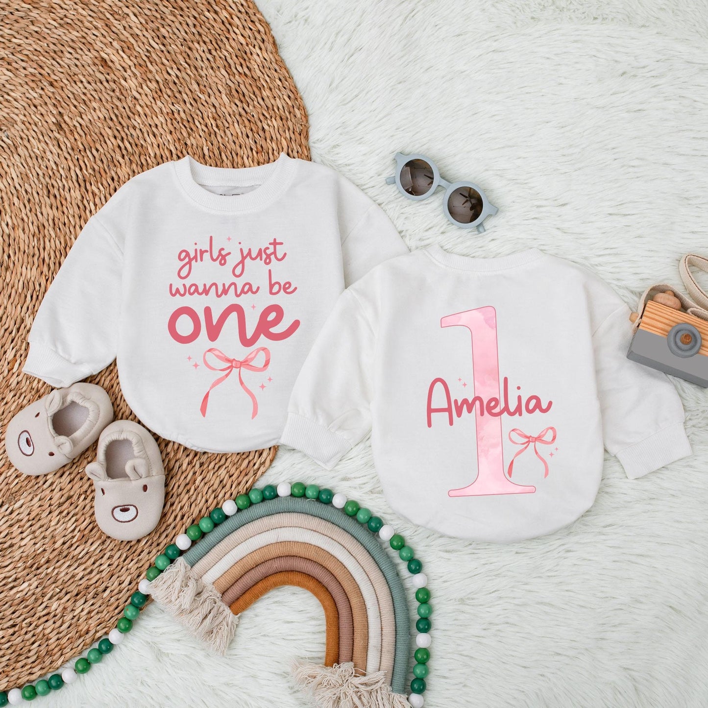 Bow First Birthday Baby Bubble Romper, Bow First Birthday Girl Bubble Romper, Personalized Birthday Gift, Gift Birthday Shirt