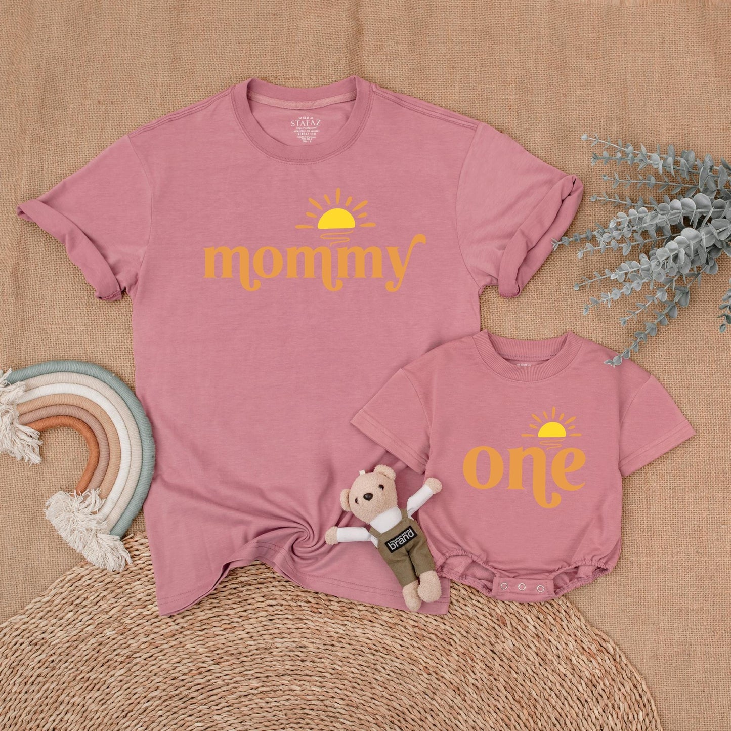 Sunshine First Birthday Family Matching Shirt Baby Girl Outfit Boho Sun Theme Birthday Girl Daughter Mom Dad Clothes