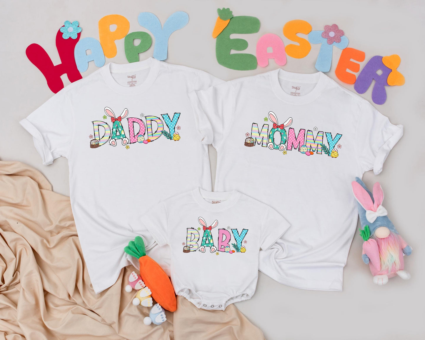 Custom Easter Bunny Family Shirts Adorable Matching Outfits for Mom & Me First Easter Day Celebration Gift