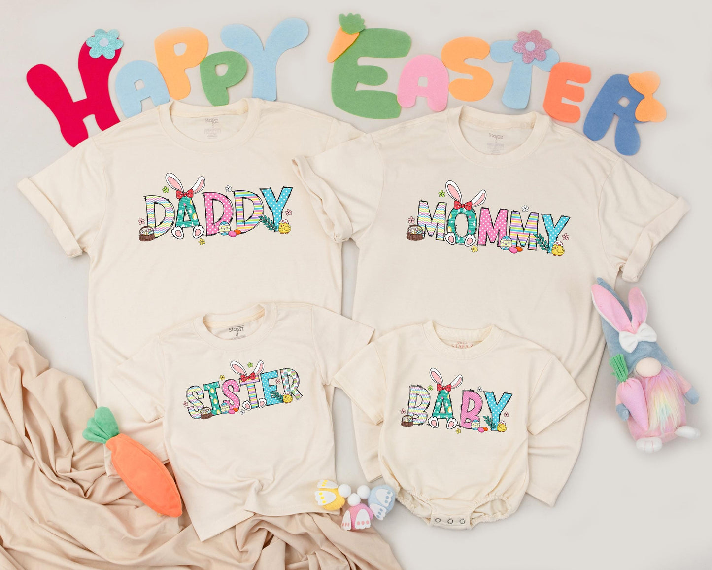 Custom Easter Bunny Family Shirts Adorable Matching Outfits for Mom & Me First Easter Day Celebration Gift