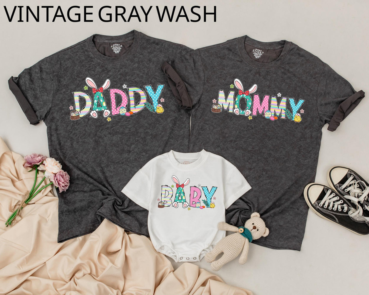 Custom Easter Bunny Family Shirts Adorable Matching Outfits for Mom & Me First Easter Day Celebration Gift