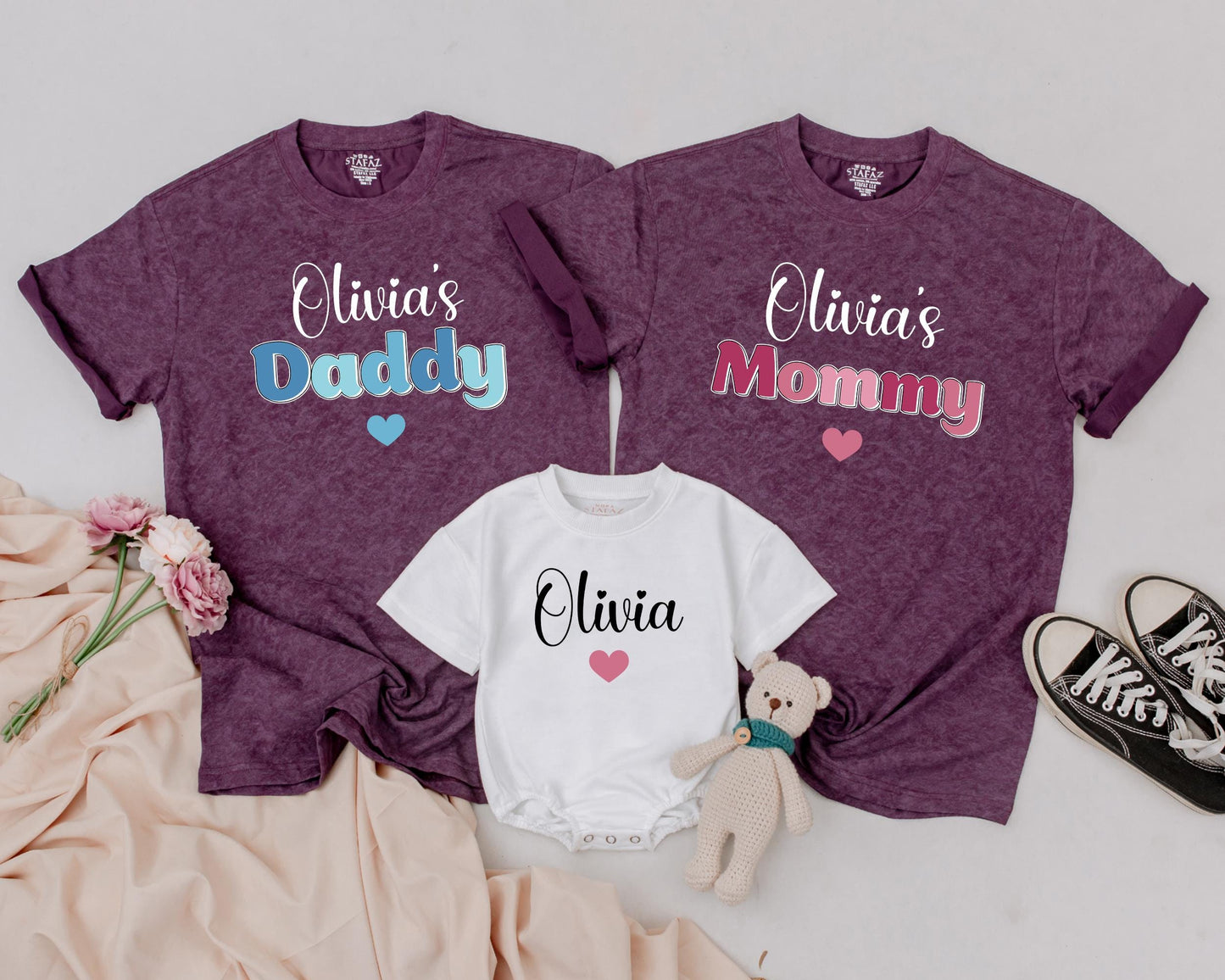 Personalized Family Birthday Matching Shirts Custom Name Outfits, Mom Dad Baby First Birthday Celebration Clothes Cotton Comfortable Matching Family (138 chars)
