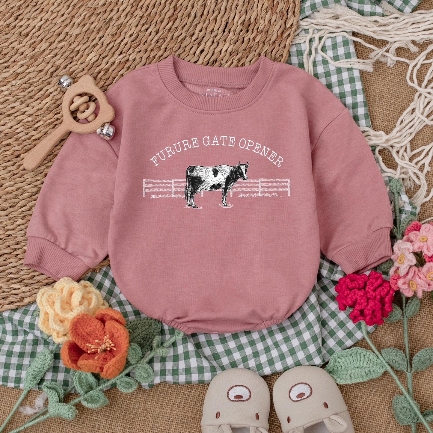 Future Gate Opener Romper Western Baby Bodysuit Newborn Bubble Outfit Rodeo Baby Shower Gift Boy Clothes