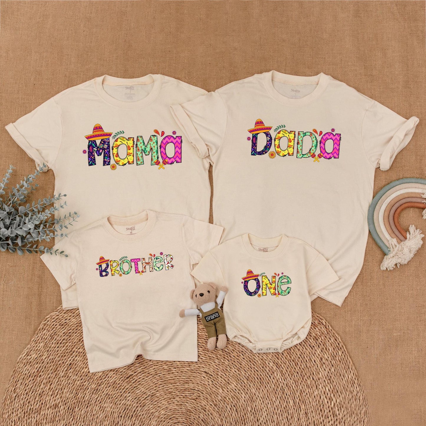 Uno Fiesta Birthday Matching Family Shirts Baby Girl Bubble Romper Cinco de Mayo Outfits First Birthday Boy Shirt Fiesta Party Theme Comfort Cotton 1st Birthday