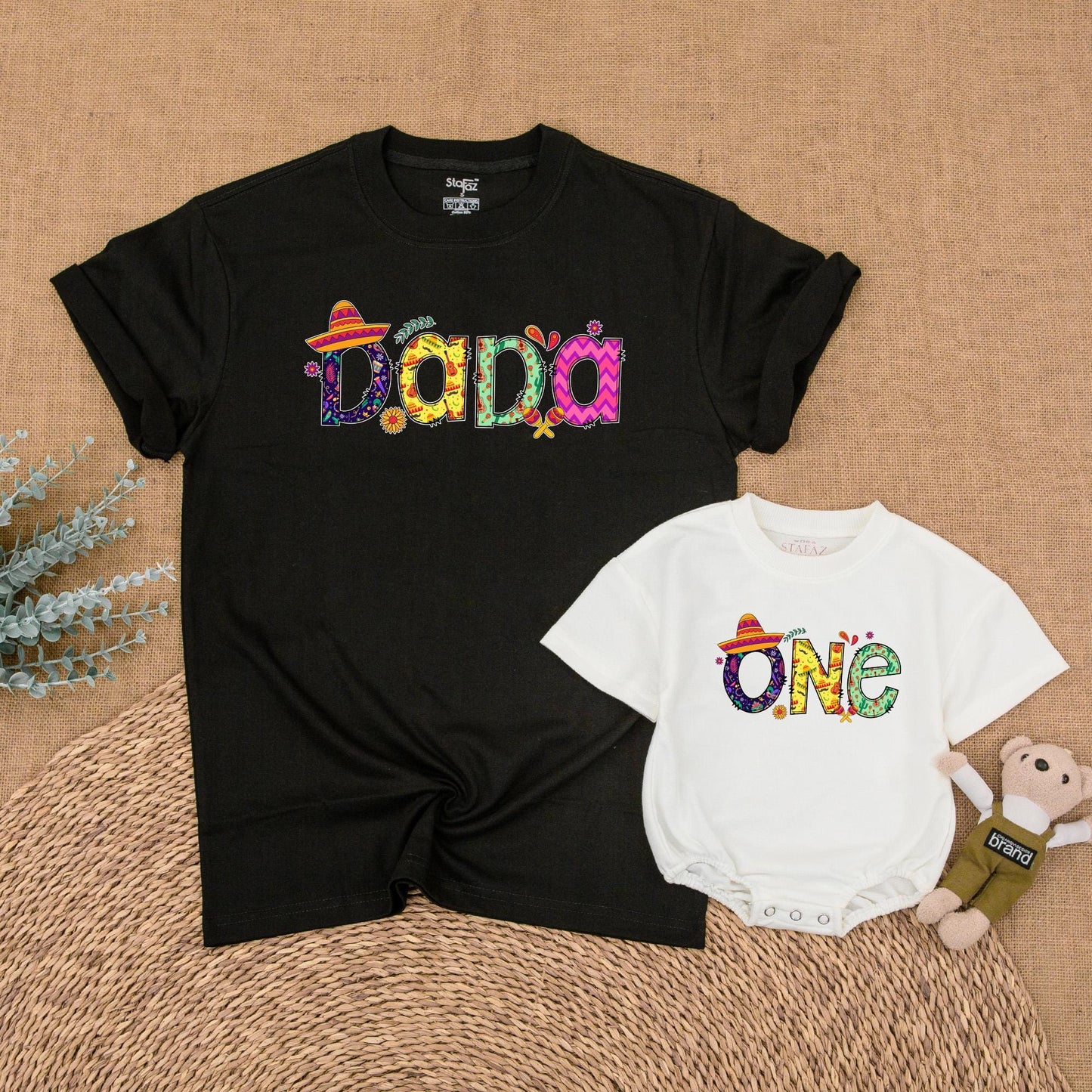 Uno Fiesta Birthday Matching Family Shirts Baby Girl Bubble Romper Cinco de Mayo Outfits First Birthday Boy Shirt Fiesta Party Theme Comfort Cotton 1st Birthday