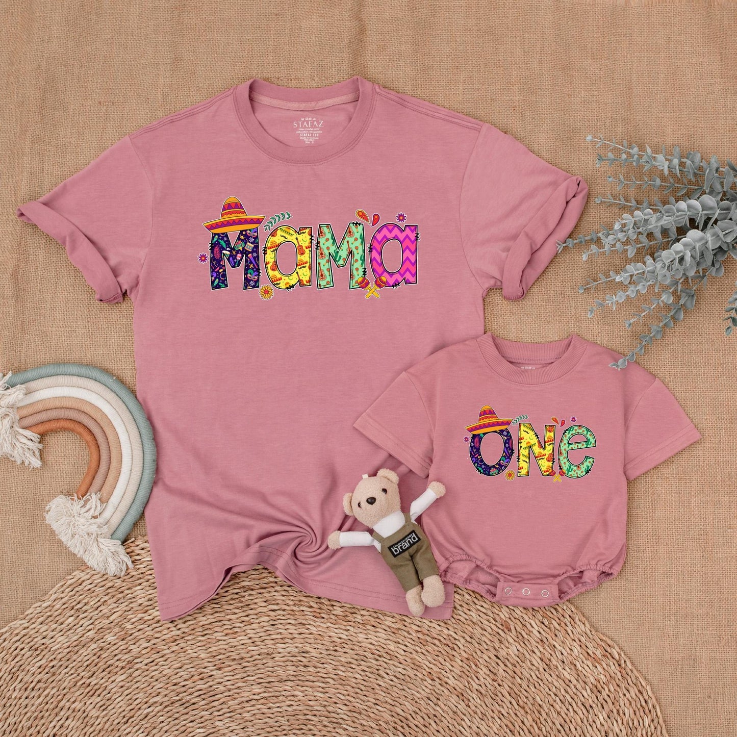Uno Fiesta Birthday Matching Family Shirts Baby Girl Bubble Romper Cinco de Mayo Outfits First Birthday Boy Shirt Fiesta Party Theme Comfort Cotton 1st Birthday