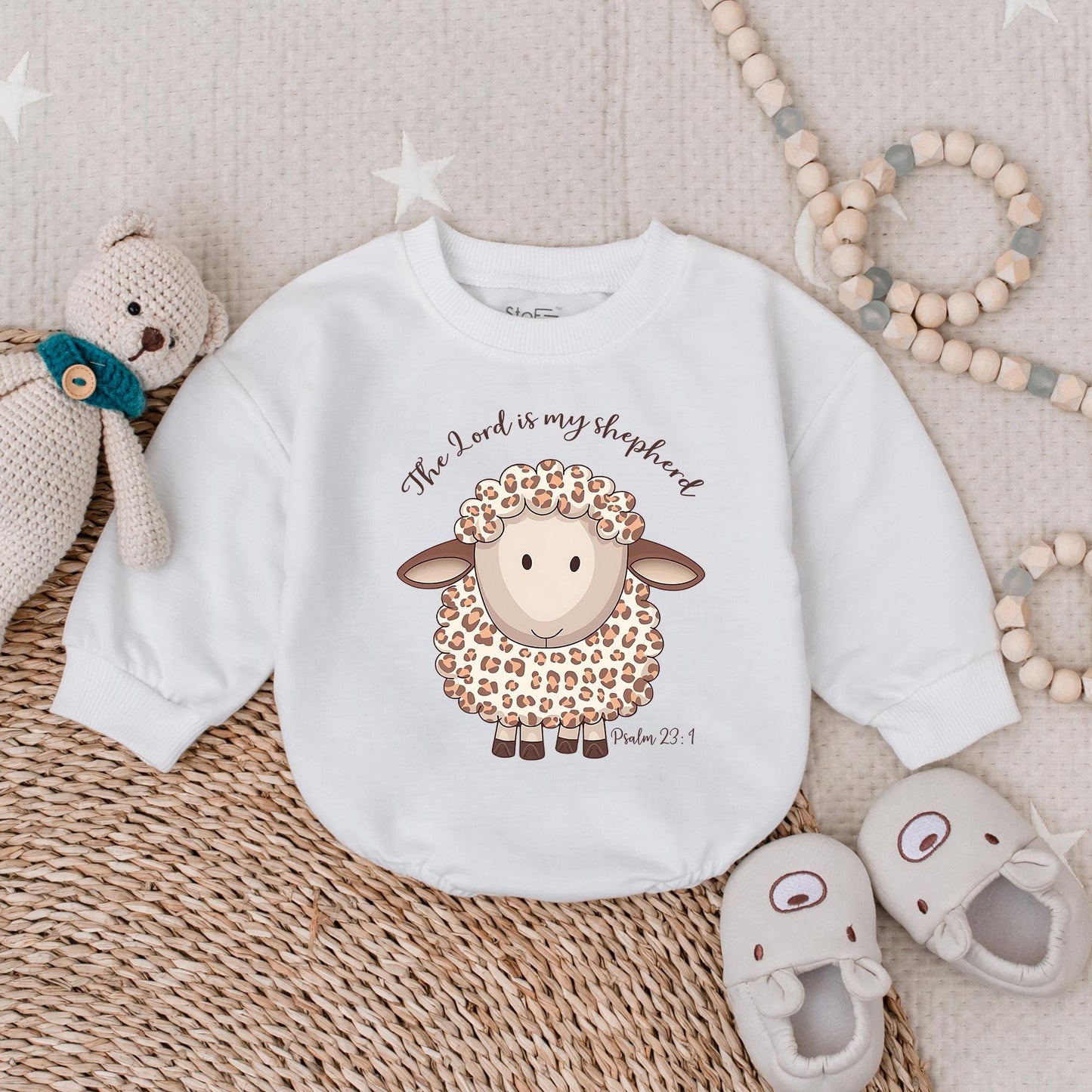 The Lord Is My Shepherd Psalm 23:1 Christian Baby Bodysuit, a precious Girl Birthday Outfit and comfortable Bubble Romper for infant celebration