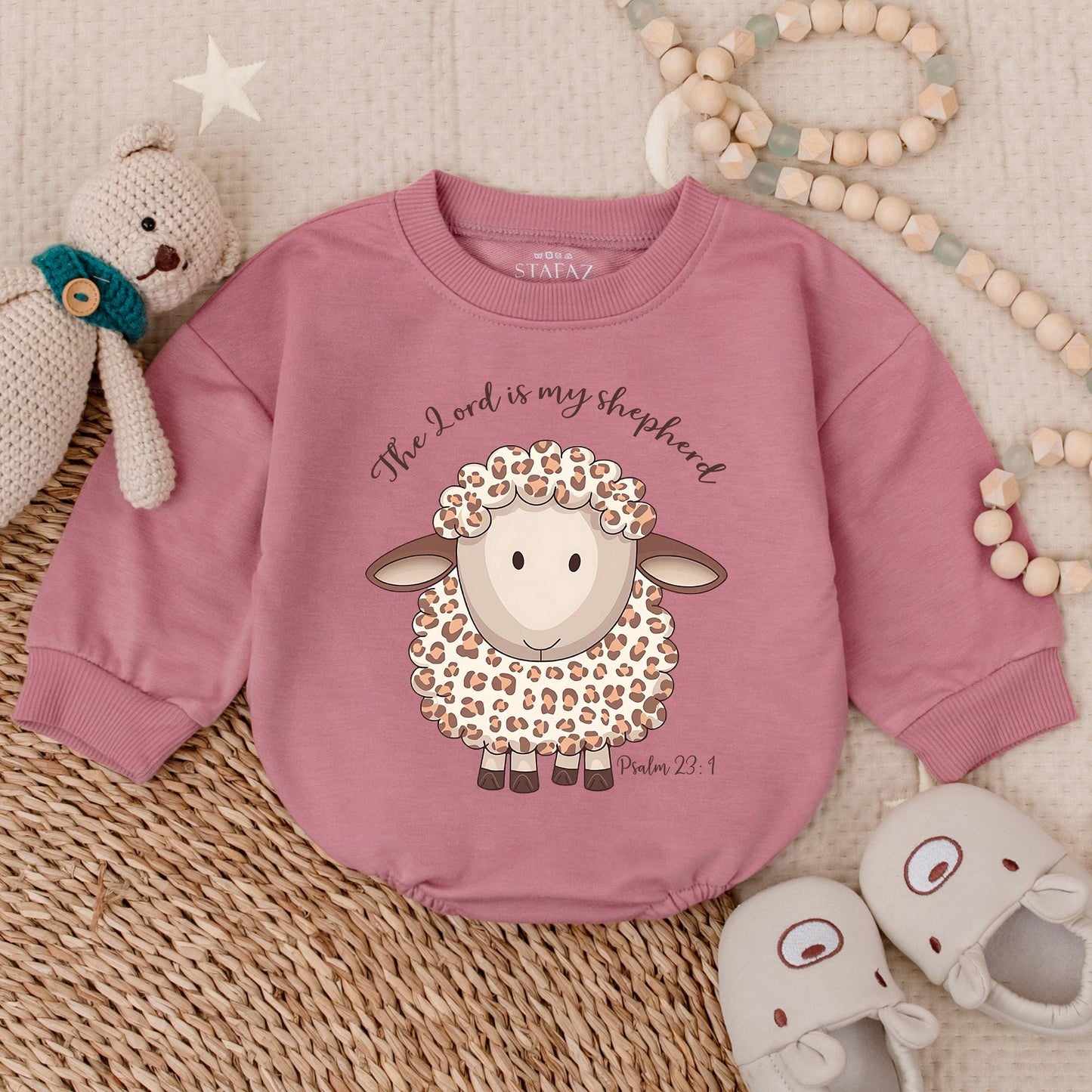 The Lord Is My Shepherd Psalm 23:1 Christian Baby Bodysuit, a precious Girl Birthday Outfit and comfortable Bubble Romper for infant celebration