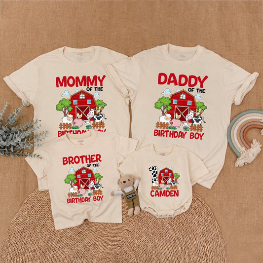 Personalized Farm Birthday Family Matching Shirts Barnyard Theme Custom Animal Party Outfits for Mom and Baby