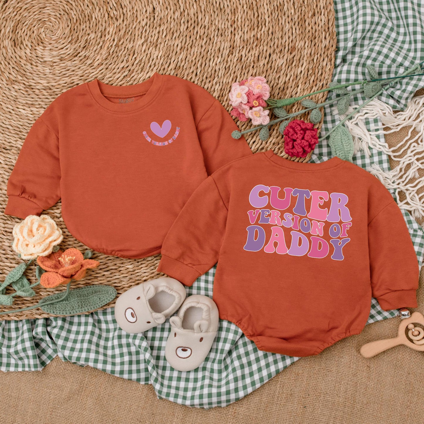 Adorable Cuter Version of Daddy Baby Girl Romper Bodysuit First Father's Day Gift Daddy and Me Matching Outfit New Baby Shower Present Comfortable Cotton