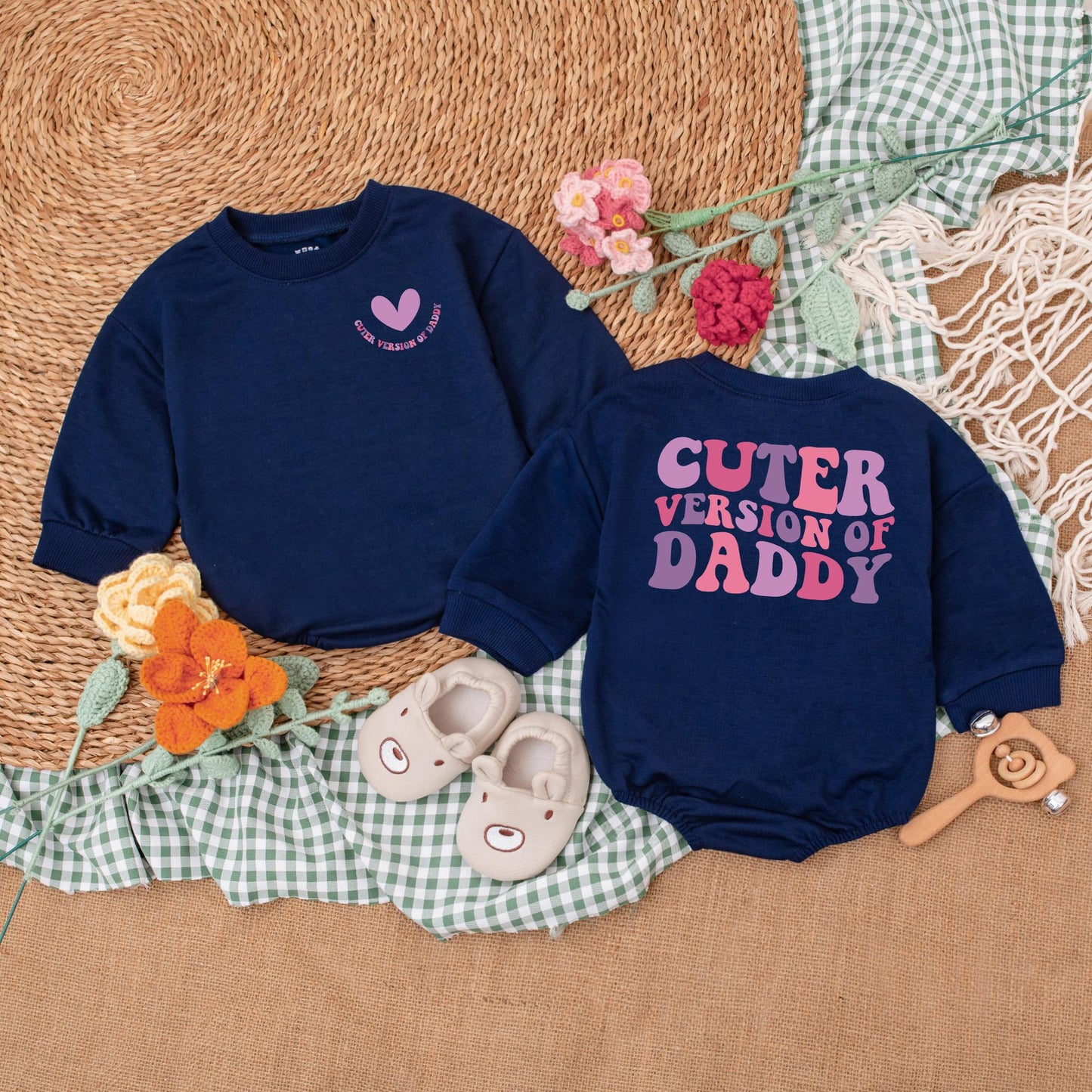 Adorable Cuter Version of Daddy Baby Girl Romper Bodysuit First Father's Day Gift Daddy and Me Matching Outfit New Baby Shower Present Comfortable Cotton