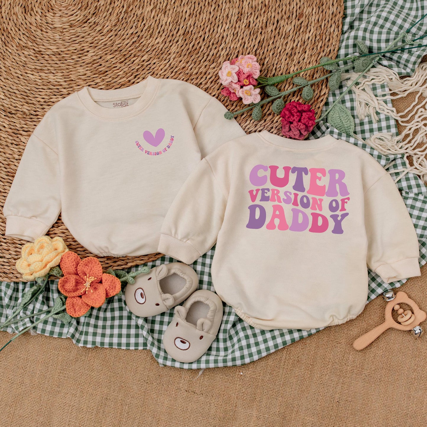 Adorable Cuter Version of Daddy Baby Girl Romper Bodysuit First Father's Day Gift Daddy and Me Matching Outfit New Baby Shower Present Comfortable Cotton
