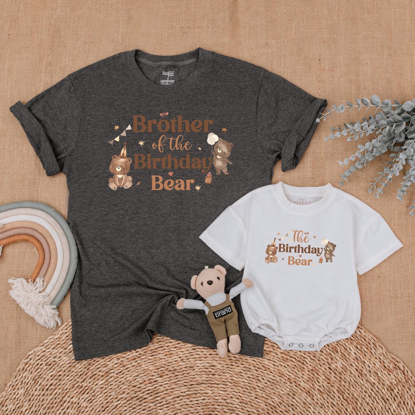 Beary First Birthday Matching Family Shirts, Little Bear Outfit, 1st Birthday Celebration for Baby Boy or Girl, Matching Birthday Crew Cotton Tee (139 chars)