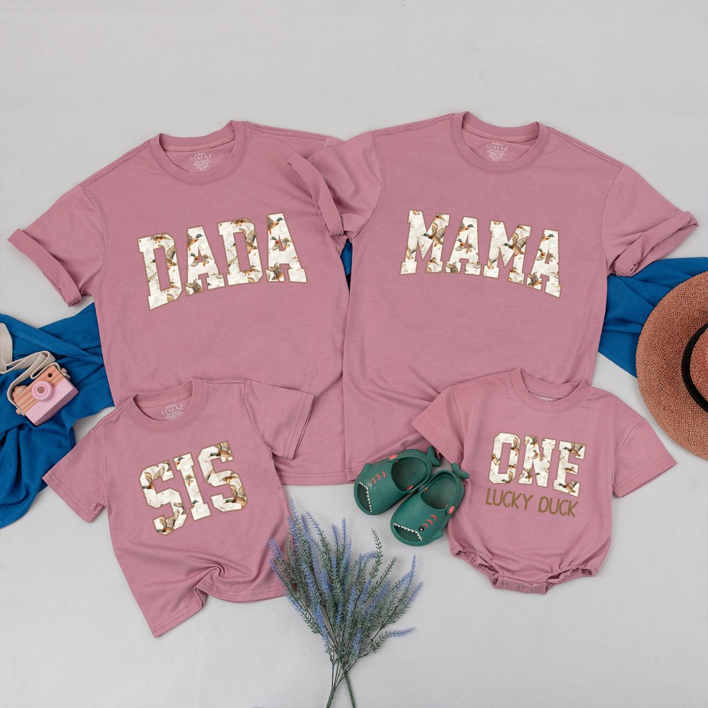 One Lucky Duck First Birthday Family Matching Shirts & Mama Dad Duck 1st Birthday Party Outfit