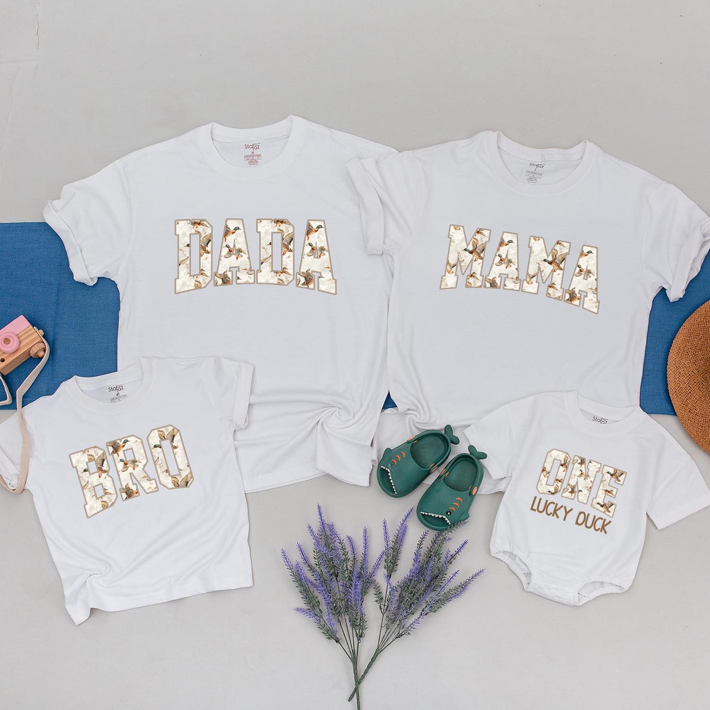 One Lucky Duck First Birthday Family Matching Shirts & Mama Dad Duck 1st Birthday Party Outfit