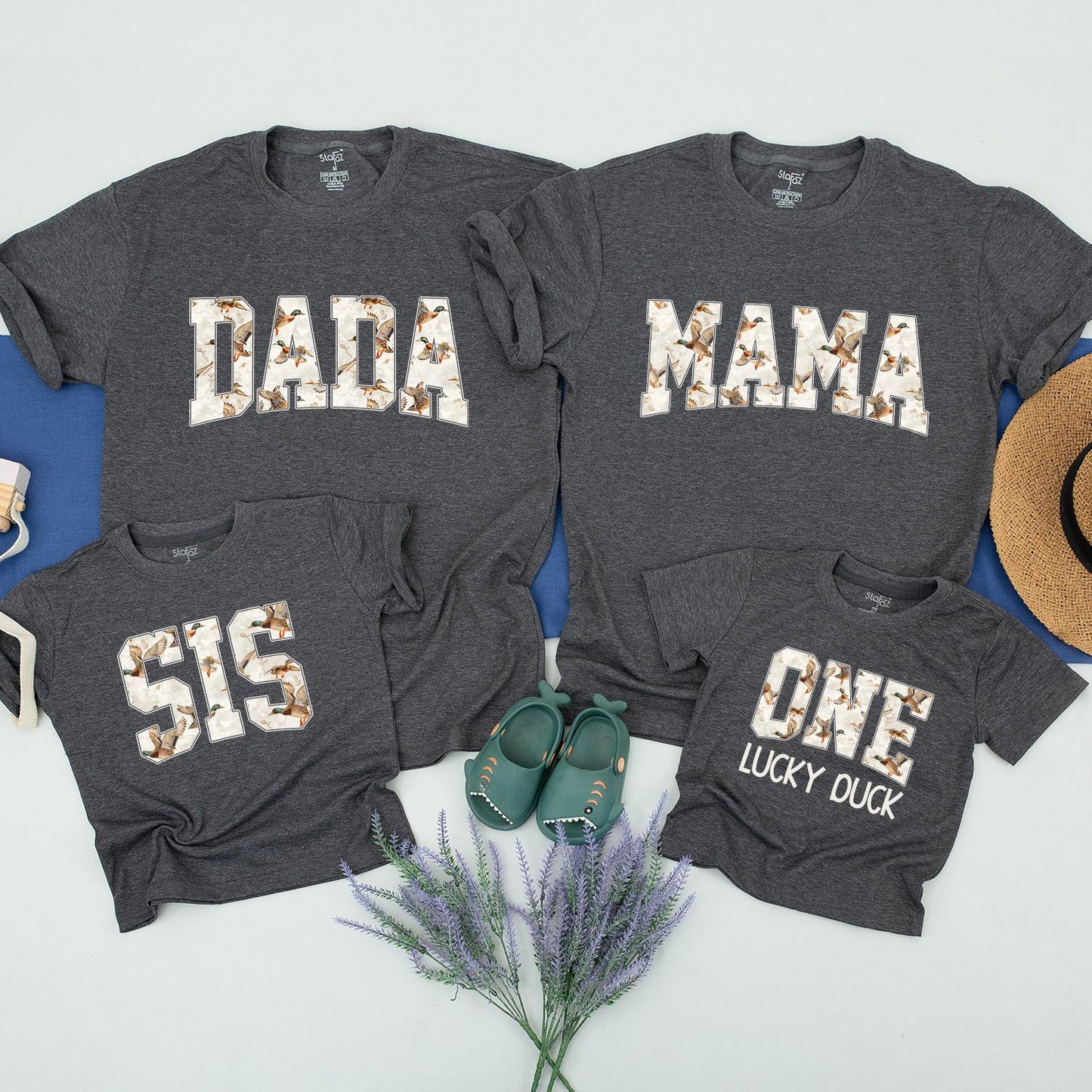 One Lucky Duck First Birthday Family Matching Shirts & Mama Dad Duck 1st Birthday Party Outfit