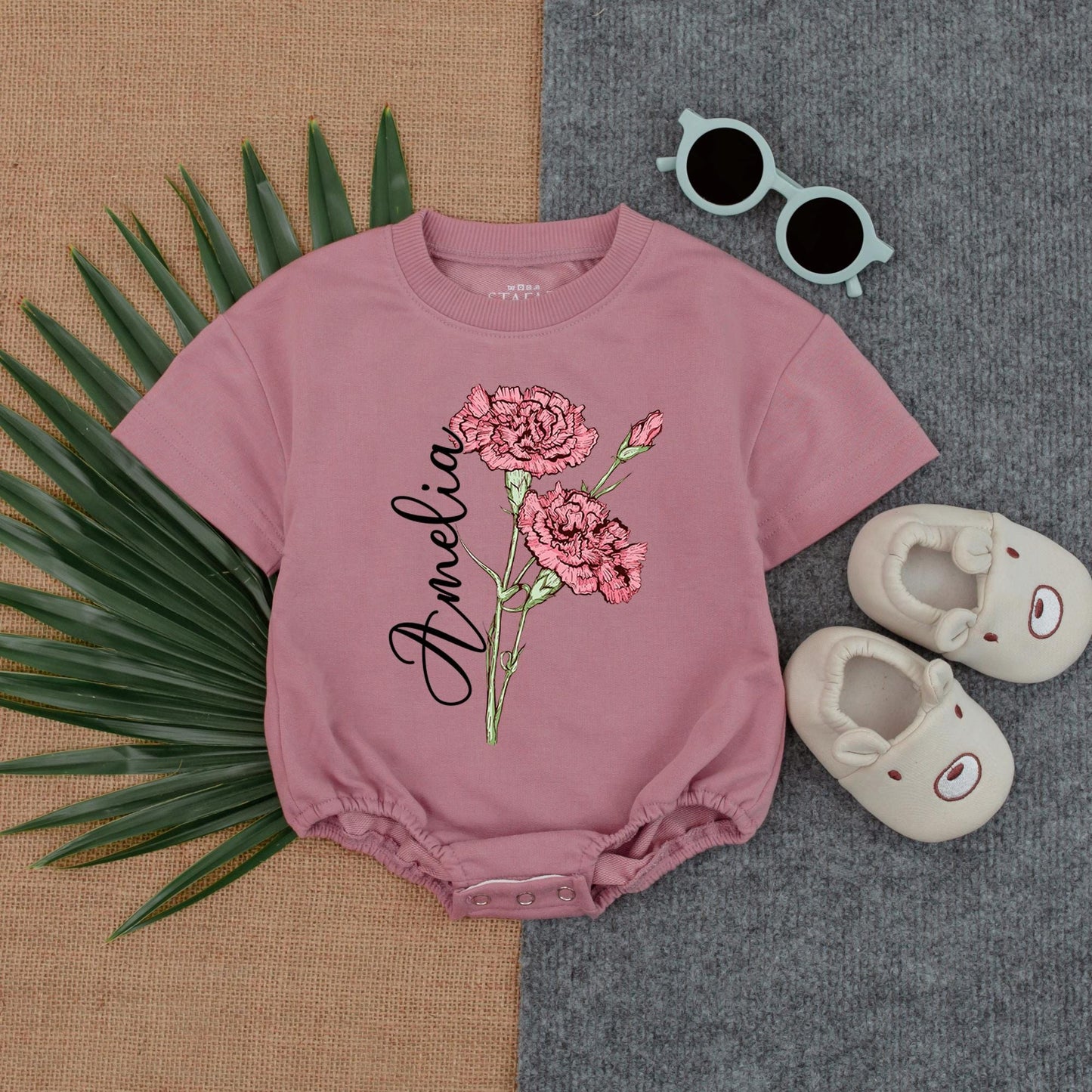 Wildflower Baby Girl Romper 'In Bloom' Take Home Outfit Personalized Birth Month Flower Baby Shower Gift Newborn Girl Clothes
