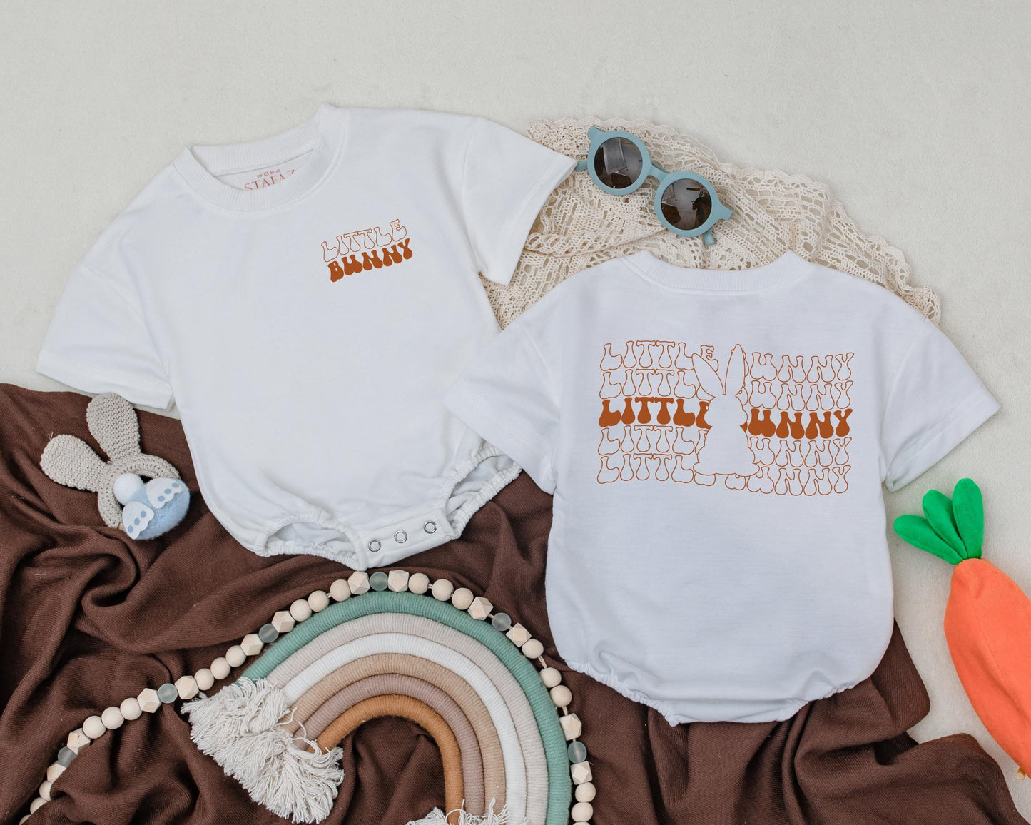Little Bunny Baby Romper for Easter Baby Girl or Boy Shower Gift First Easter Bunny Outfit Spring Bodysuit