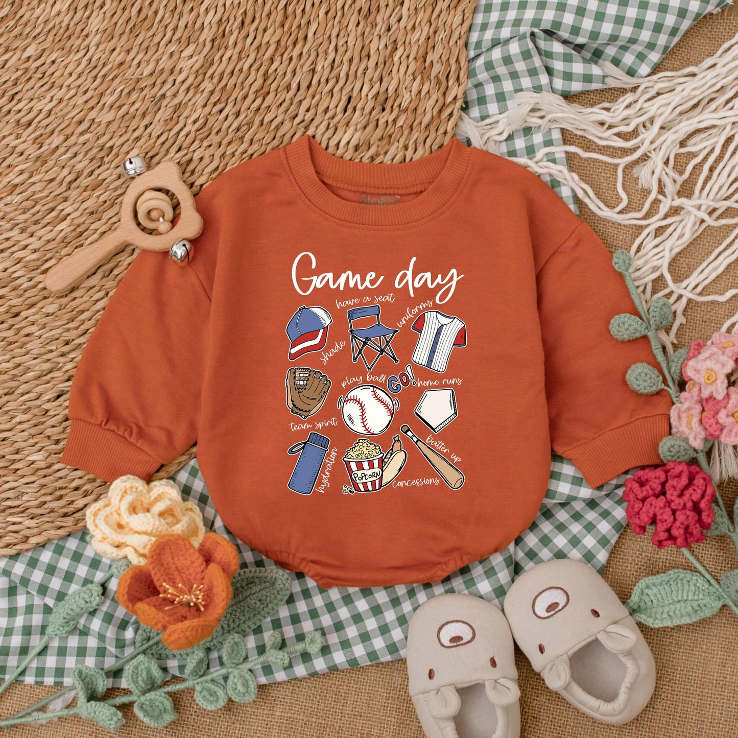Retro Baseball Baby Romper for Gameday Season Newborn Bubble Bodysuit Baseball Baby Shower Gift