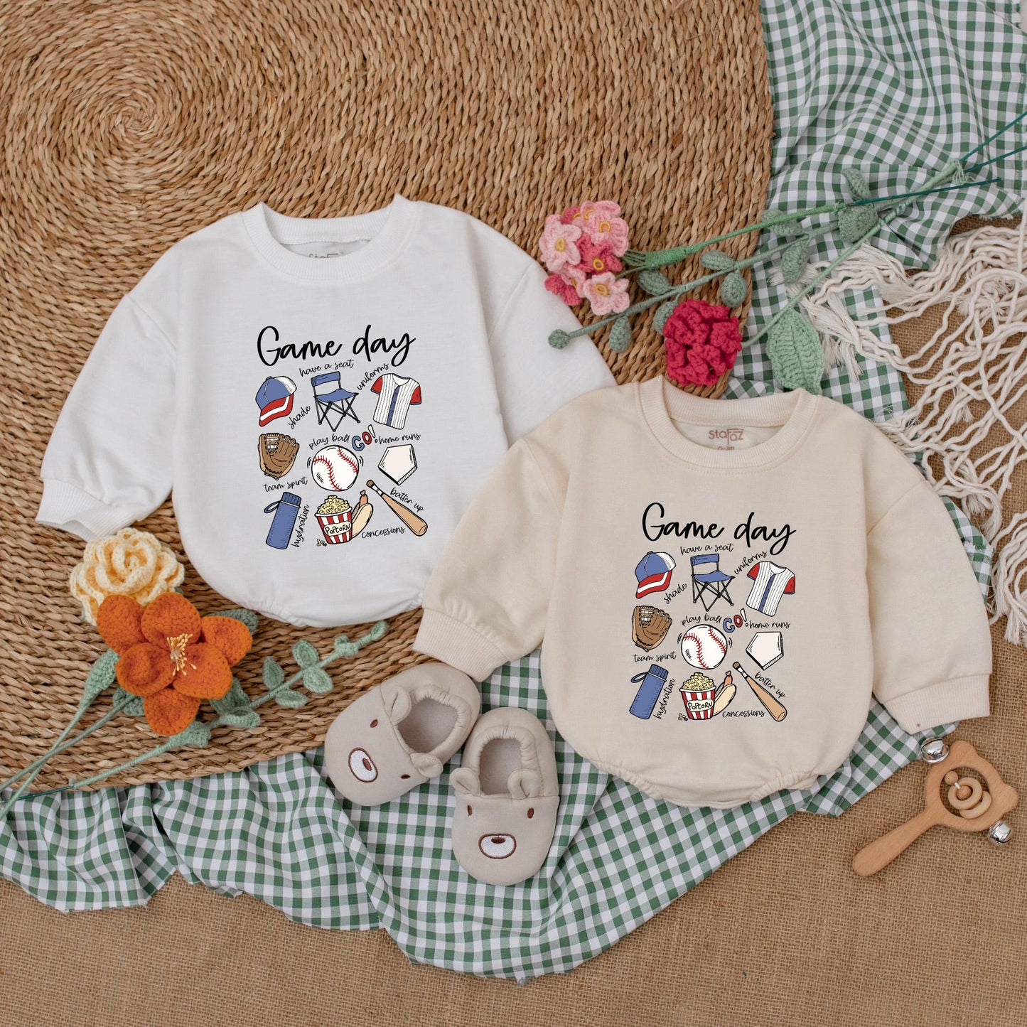 Retro Baseball Baby Romper for Gameday Season Newborn Bubble Bodysuit Baseball Baby Shower Gift