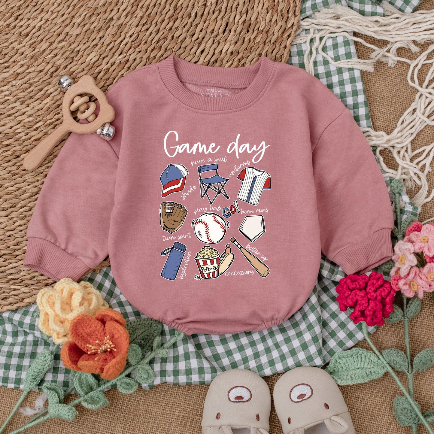 Retro Baseball Baby Romper for Gameday Season Newborn Bubble Bodysuit Baseball Baby Shower Gift