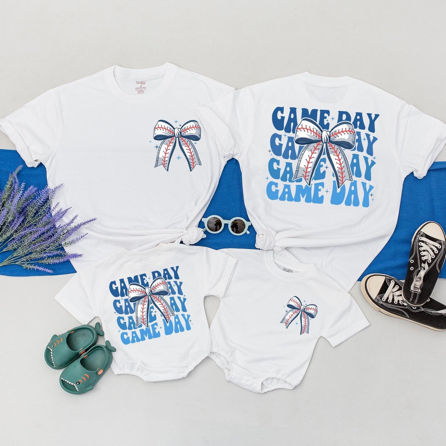 Game Day Baseball Bow Tee Mommy and Me Sister Toddler Matching Shirt Comfortable Cotton for Game Day Adventures